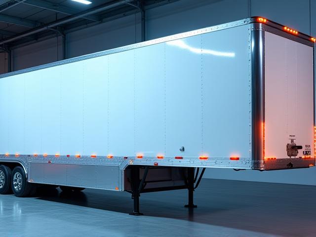 Close up of a late-model Kings Ransome 53-foot dry van trailer with professional branding