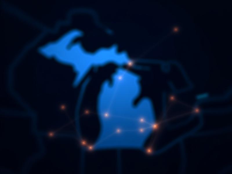 Service area map highlighting Michigan, Ohio, Indiana, and Illinois distribution zones