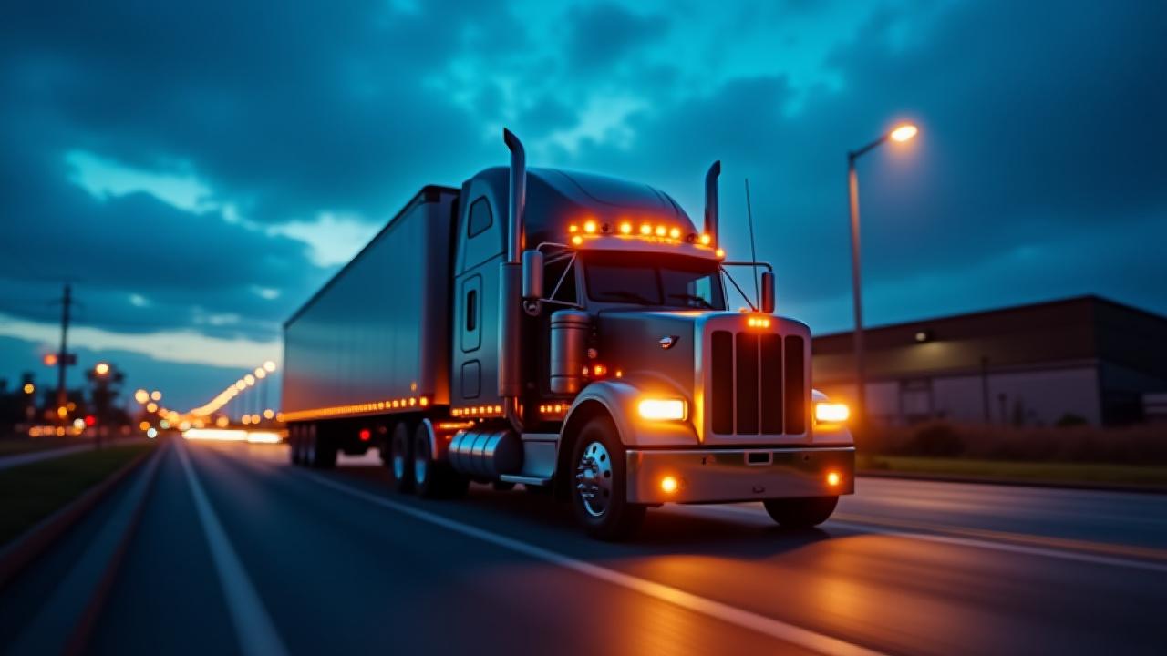 Kings Ransome heavy-duty truck operating in a Michigan industrial zone during dusk